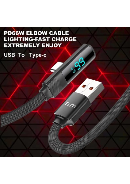 66W Hızlı Şarj Kablosu – LED Ekranlı Type-C To USB Data Vertical Yatay Kablo 130CM fırsatları