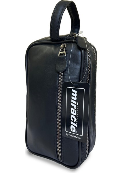 Erkek Siyah El ve Bileklik Kemerli Portföy El Çantası