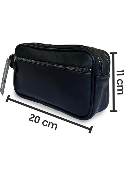 Erkek Siyah El ve Bileklik Kemerli Portföy El Çantası