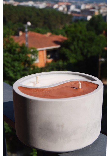Amber ve Japon Kirazı Kokulu El YAPIMI%100 Doğal Soya Ying Yang Beton Dekoratif Mum fiyatları