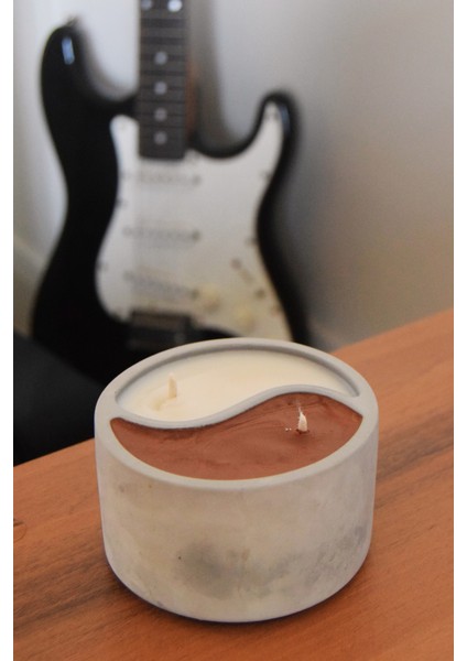 Amber ve Japon Kirazı Kokulu El YAPIMI%100 Doğal Soya Ying Yang Beton Dekoratif Mum fırsatları