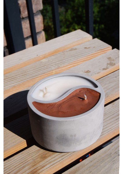 Amber ve Japon Kirazı Kokulu El YAPIMI%100 Doğal Soya Ying Yang Beton Dekoratif Mum indirimleri