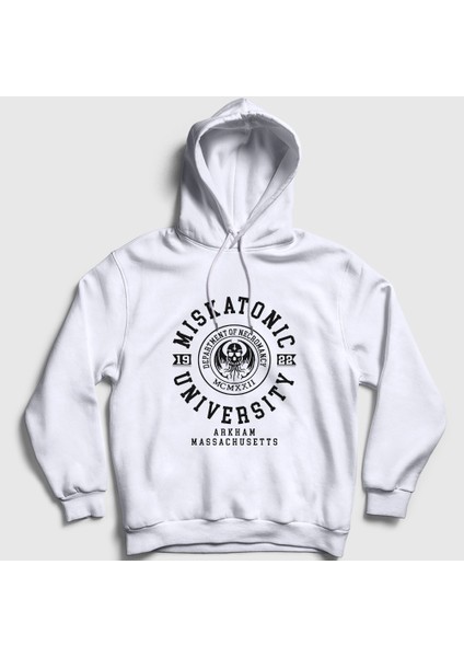 Unisex Beyaz Miskatonic University Hp Lovecraft Kapüşonlu Sweatshirt