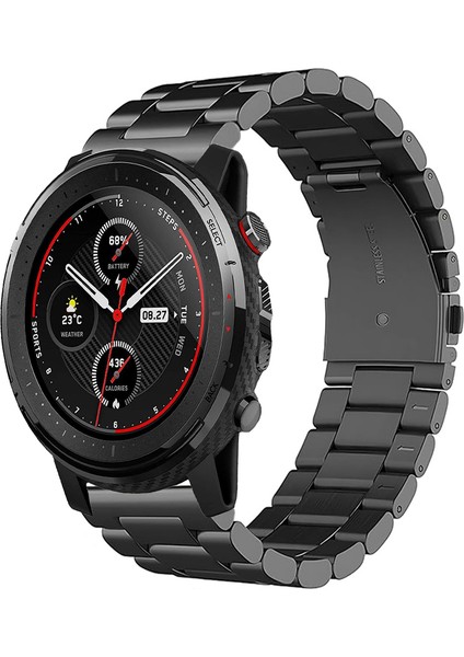 Amazfit Stratos 3 ile Uyumlu Kordon Baklava Model Paslanmaz Çelik Metal Kayış