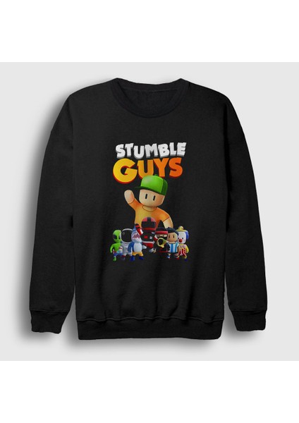 Unisex Siyah Mr Stumble Stumble Guys Sweatshirt