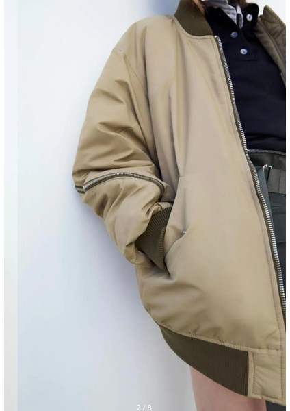 Zara Oversize Fermuar Detaylı Dolgulu Bomber Mont ABZRA0059 modelleri