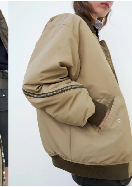 Zara Oversize Fermuar Detaylı Dolgulu Bomber Mont ABZRA0059 fırsatları