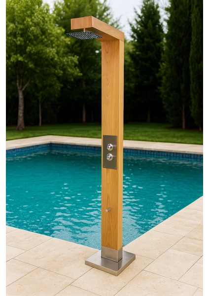 iroko Ağacı Ahşap Açık Alan Havuz Duş Sistemi