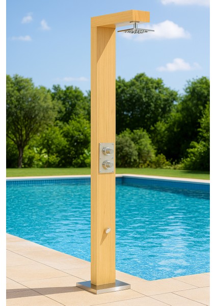 iroko Ağacı Ahşap Açık Alan Havuz Duş Sistemi modelleri