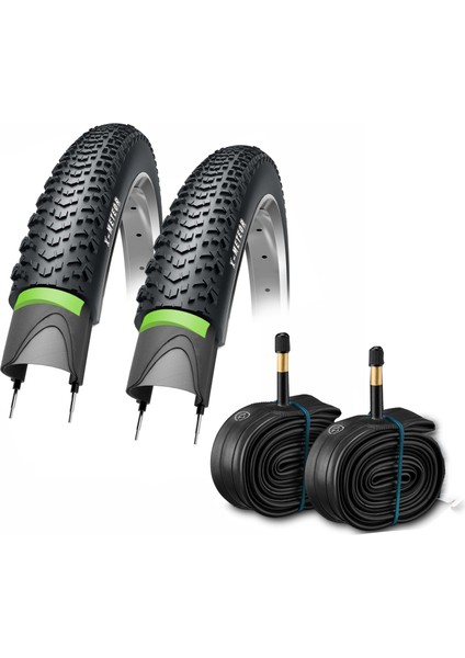Obor 24X1.95 Zırhlı Dış ve Iç Lastik Seti - 3mm Green Shield & Jet Compound