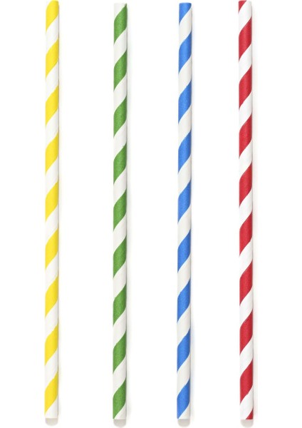 Kağıt Pipet Karışık Renkli Şeritli Sargısız 6X195 mm (50'li Kutulu) 50 Adet fırsatları