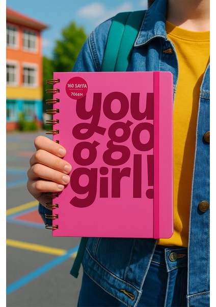 Ecrou A5 Spiralli Lastik Bantlı Pembe Kapaklı Notebook 210X148X16MM