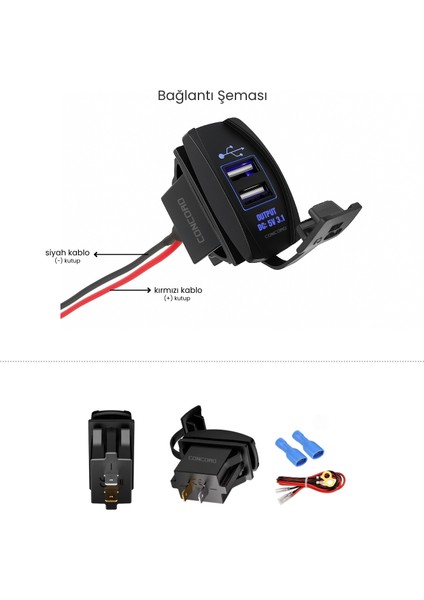 Ch-22 3.1A Çift USB 12-24V Marin Gömme Tip Araç Şarj Soketi fırsatları
