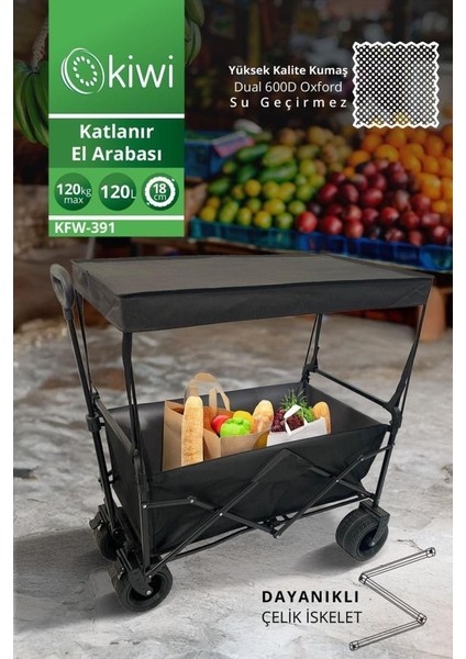 KFW-391 Katlanabilir Su Geçirmez Market Arabası Siyah