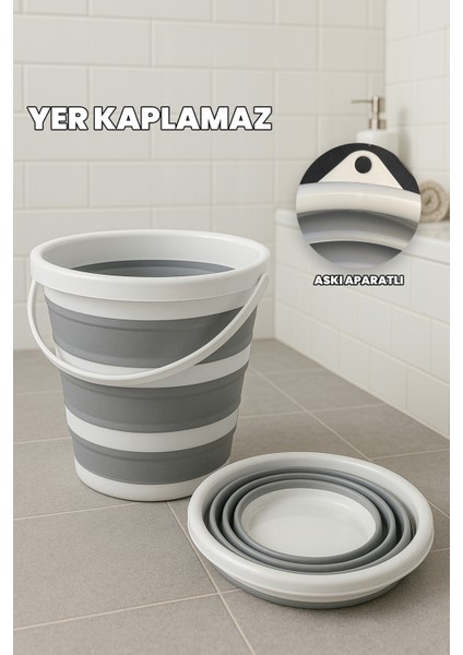 Yer Kaplamaz 13 Lt Katlanır Kova - Temizlik Kovası - Su Kovası - Bahçe Kovası modelleri