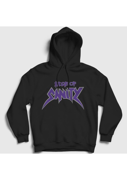 Unisex Siyah Logo Metal Edge Of Sanity Kapüşonlu Sweatshirt