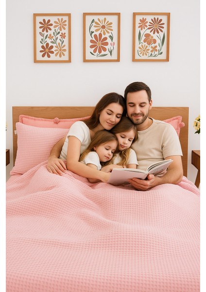 Mont Blanc Organik Pıke Kumaşından Nevresim Takımıçift Kişilik Pudra