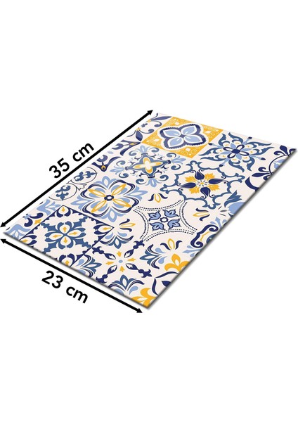 Mavi Çini Desen Cam Kesme Tahtası, Silikon Ayaklı, Sunum Kesim Doğrama Tablası, Temperli ve Rodajlı fiyatları