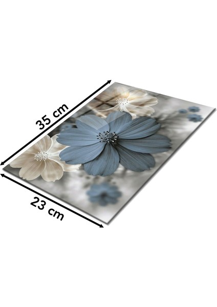 Mavi Rüya Çiçek Cam Kesme Tahtası, Silikon Ayaklı, Sunum Kesim Doğrama Tablası, Temperli ve Rodajlı fiyatları