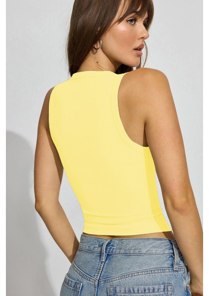 Sarı Derin V Yaka %100 Pamuklu Basic Kadın Atlet MG2405 fiyatları
