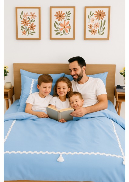 Monaco Özel Tasarım Nevresim Takımı - Çift Kişilik Mavi fiyatları