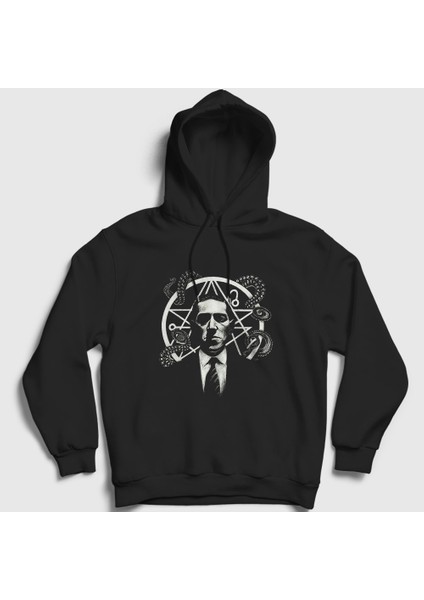 Unisex Siyah Poster Hp Lovecraft Kapüşonlu Sweatshirt