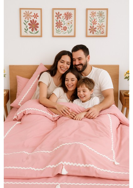 Monte Carlo Özel Tasarım Nevresim Takımı Çift Kişilik Pudra