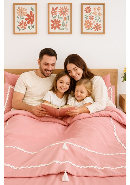 Monte Carlo Özel Tasarım Nevresim Takımı Çift Kişilik Pudra fiyatları