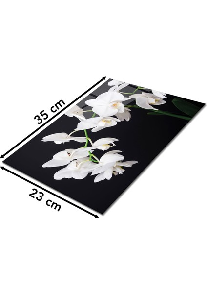 Vanilya Çiçeği Cam Kesme Tahtası, Silikon Ayaklı, Sunum Kesim Doğrama Tablası, Temperli ve Rodajlı fiyatları