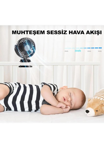 Masaüstü Şarjlı Mandallı 360° Manuel Dönen Mini Fan Vantilatör Şarjlı Klipsli Soğutucu Siyah 3 Kademe indirimleri