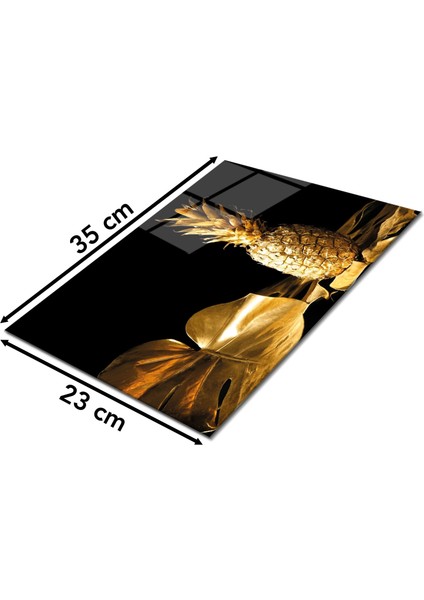 Gold Altın Ananas Cam Kesme Tahtası, Silikon Ayaklı Sunum Kesim Doğrama Tablası, Temperli ve Rodajlı fiyatları