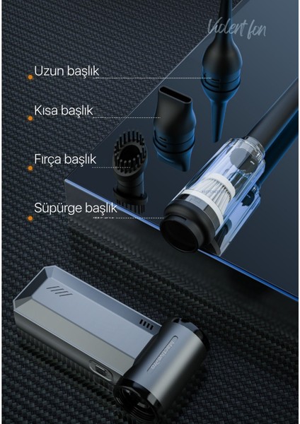 Violent Turbo Jet Fan | Taşınabilir Şarjlı Hava Üfleyici | (130000RPM) - Güçlü Vakum ve Üfleme - Ultra Hızlı Motor MactivePro F72 Violent Turbo Jet Fan Mini Vantilatör