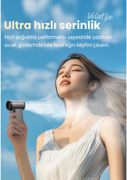 Violent Turbo Jet Fan | Taşınabilir Şarjlı Hava Üfleyici | (130000RPM) - Güçlü Vakum ve Üfleme - Ultra Hızlı Motor MactivePro F72 Violent Turbo Jet Fan Mini Vantilatör