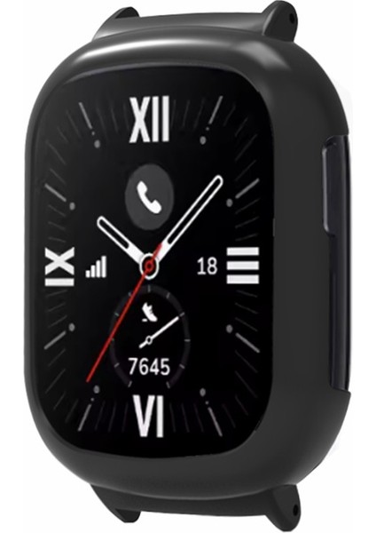 Honor Watch 4 Tampon Çerçeve Kılıfı Sert Pc Saat Koruyucu Kılıf 20MM Adaptör Bağlantılı - Siyah (Yurt Dışından)