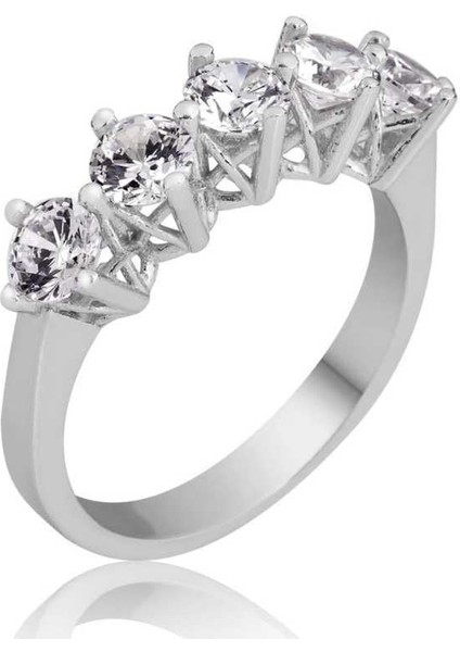 Gümüş 5 Taş Bayan Yüzük 18