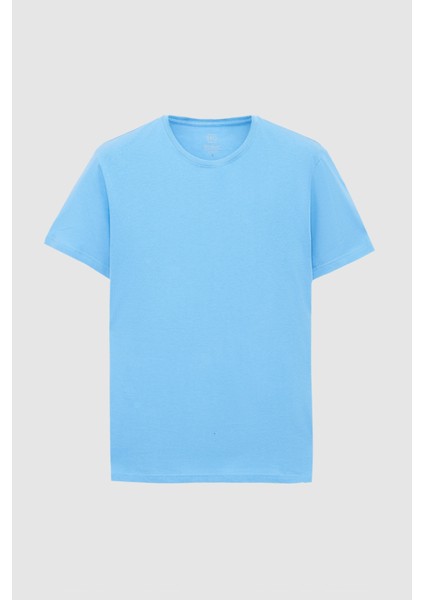 Ds Damat Slim Fit Açık Indigo Bisiklet Yaka %100 Pamuklu Nefes Alabilen T-Shirt indirimleri