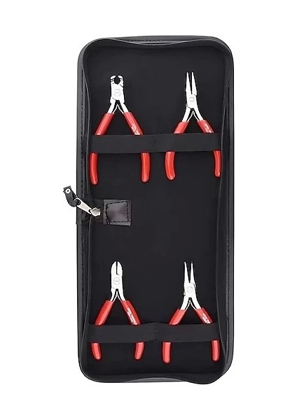 H30-W04 Elektronikçi Pense Seti 4 Parça Deri Çantalı