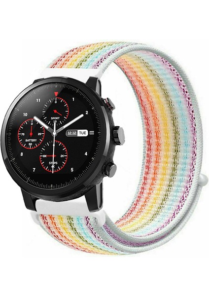 Amazfit Pace 2 Stratos Akıllı Saat Uyumlu Spor Kumaş Desenli Cırt Cırtlı Kordon Kayış
