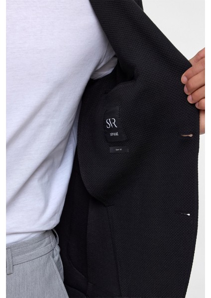 Siyah Slim Fit Desenli Mono Yaka 6 Drop Ceket indirimleri