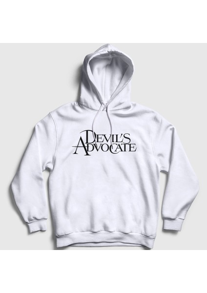 Unisex Beyaz Şeytanın Avukatı Hediye Devil's Advocate Kapüşonlu Sweatshirt