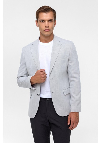 Gri Slim Desenli Mono Yaka 6 Drop Ceket modelleri