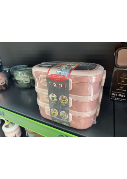 3 Katlı Paslanmaz Çelik Sızdırmaz Saklama Kabı Beslenme Kabı 2,45 Lt. Pembe Ithal Ürün