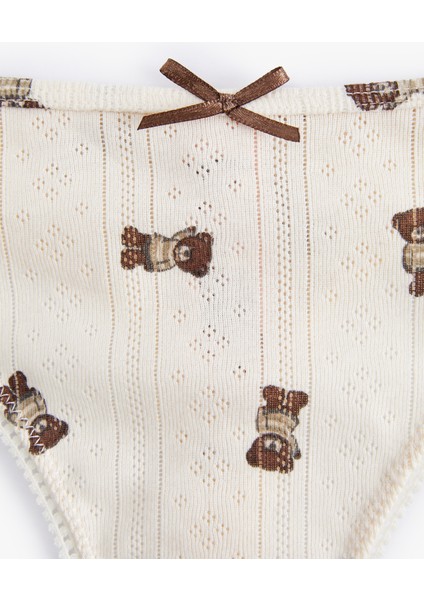 Fiyonklu Pamuklu Ayıcık Baskılı String Külot modelleri