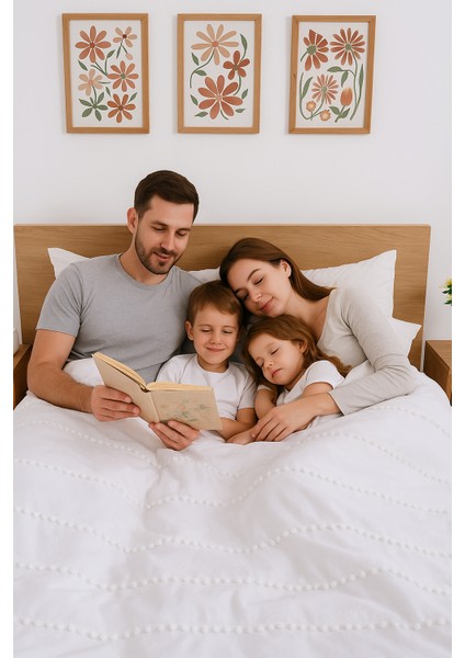 Lyon Özel Tasarım Nevresim Takımı Çift Kişilik Beyaz