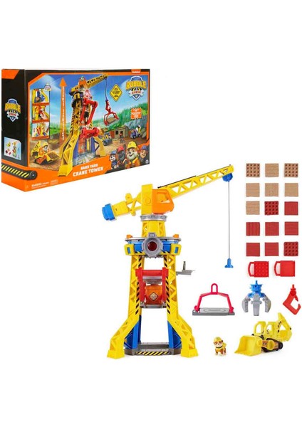 Sesli ve Işıklı Rubble &amp; Crew Rubble Buldozer ve Bark Yard Vinç Kulesi Oyun Seti