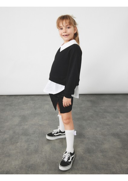 Fiyonk Detaylı Pileli Şort Etek