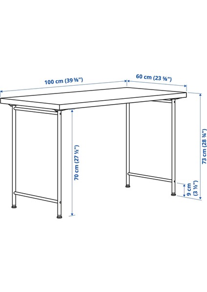 Lınnmon Çalışma Masası Beyaz 100 x 60 cm Ayarlanabilir Ayaklar fırsatları