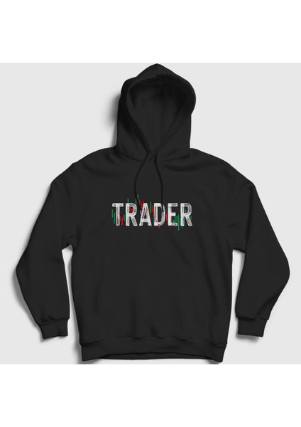 Unisex Siyah Trader Borsa Borsacı Kapüşonlu Sweatshirt
