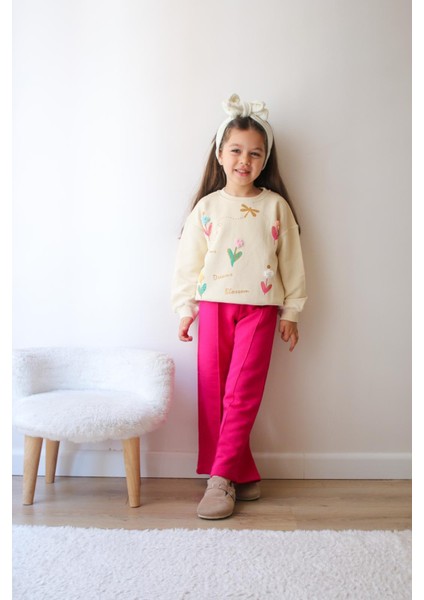 Kabartmalı Çiçekler 2 Iplik Kız Takım