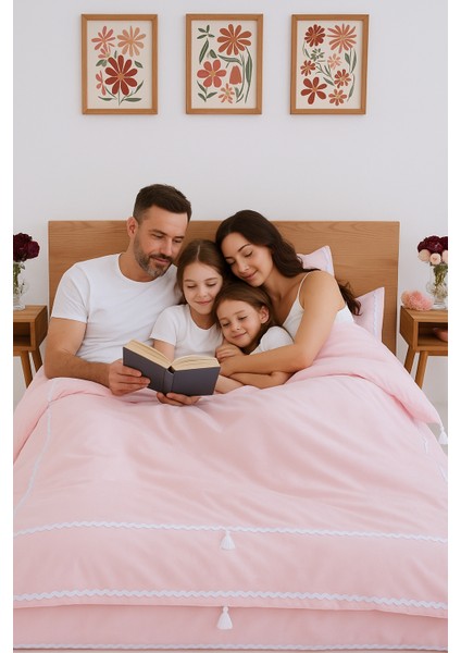 Monte Carlo Özel Tasarım Nevresim Takımı Çift Kişilik Pembe